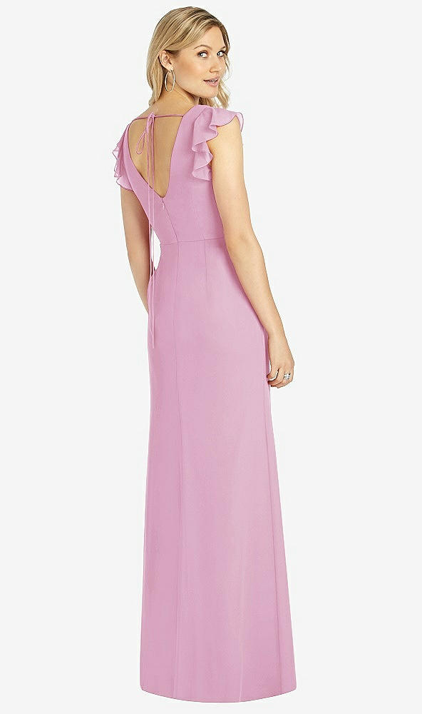 【STYLE: 6810】Ruffled Sleeve Mermaid Dress with Front Slit【COLOR: Powder Pink】