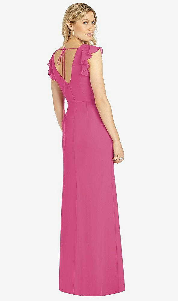 【STYLE: 6810】Ruffled Sleeve Mermaid Dress with Front Slit【COLOR: Tea Rose】