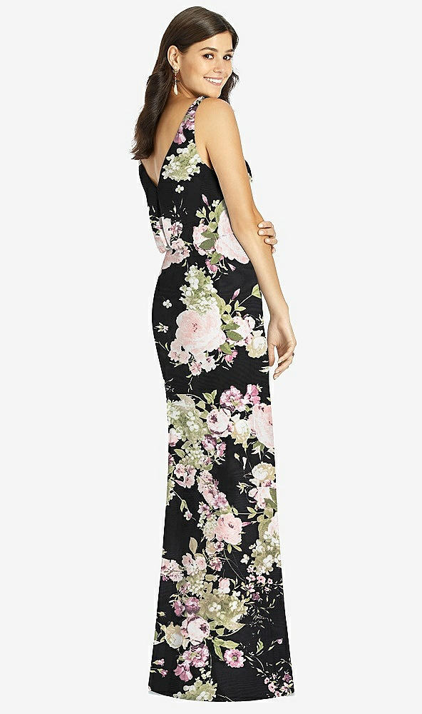 【STYLE: TH006】Blouson Bodice Mermaid Dress with Front Slit【COLOR: Noir Garden】