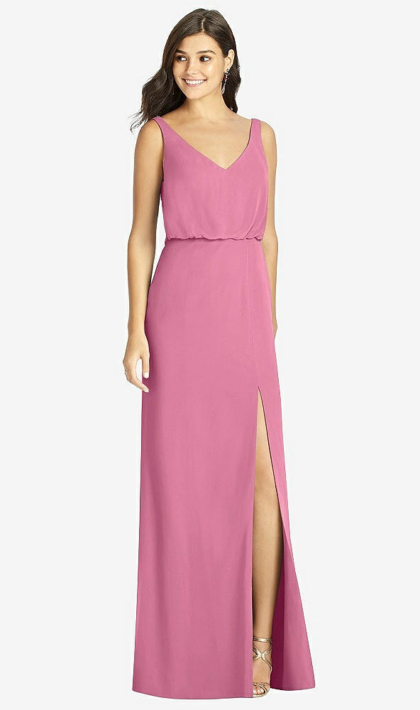 【STYLE: TH006】Blouson Bodice Mermaid Dress with Front Slit【COLOR: Orchid Pink】