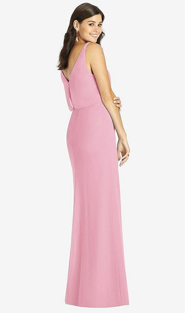 【STYLE: TH006】Blouson Bodice Mermaid Dress with Front Slit【COLOR: Peony Pink】