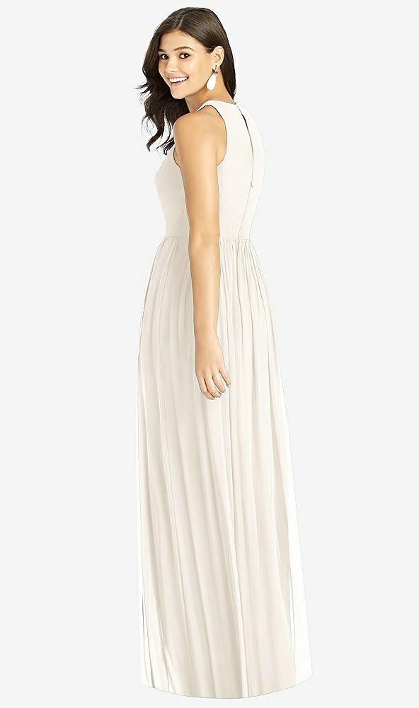 【STYLE: TH008】Shirred Skirt Jewel Neck Halter Dress with Front Slit【COLOR: Ivory】