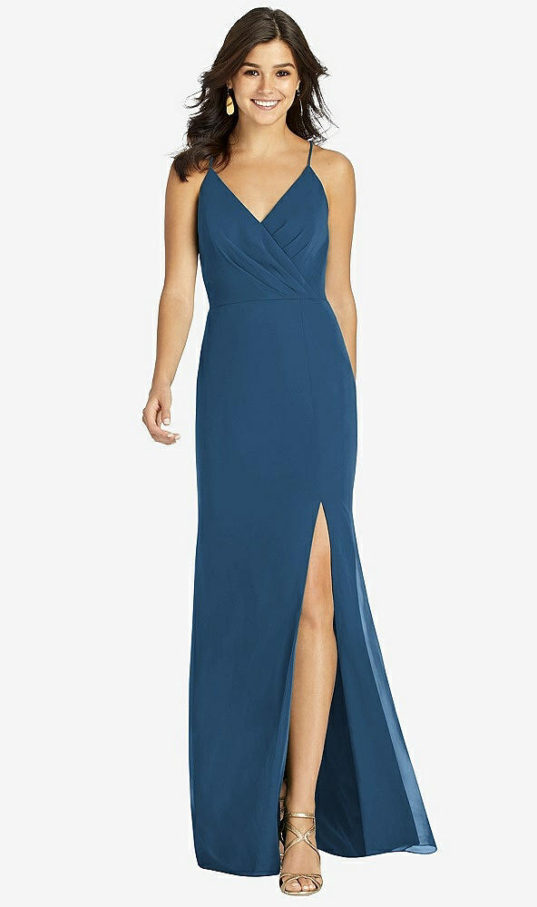 【STYLE: TH009】Criss Cross Back Mermaid Wrap Dress【COLOR: Dusk Blue】