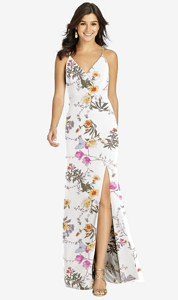 【STYLE: TH009】Criss Cross Back Mermaid Wrap Dress【COLOR: Butterfly Botanica Ivory】