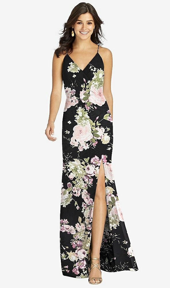 【STYLE: TH009】Criss Cross Back Mermaid Wrap Dress【COLOR: Noir Garden】