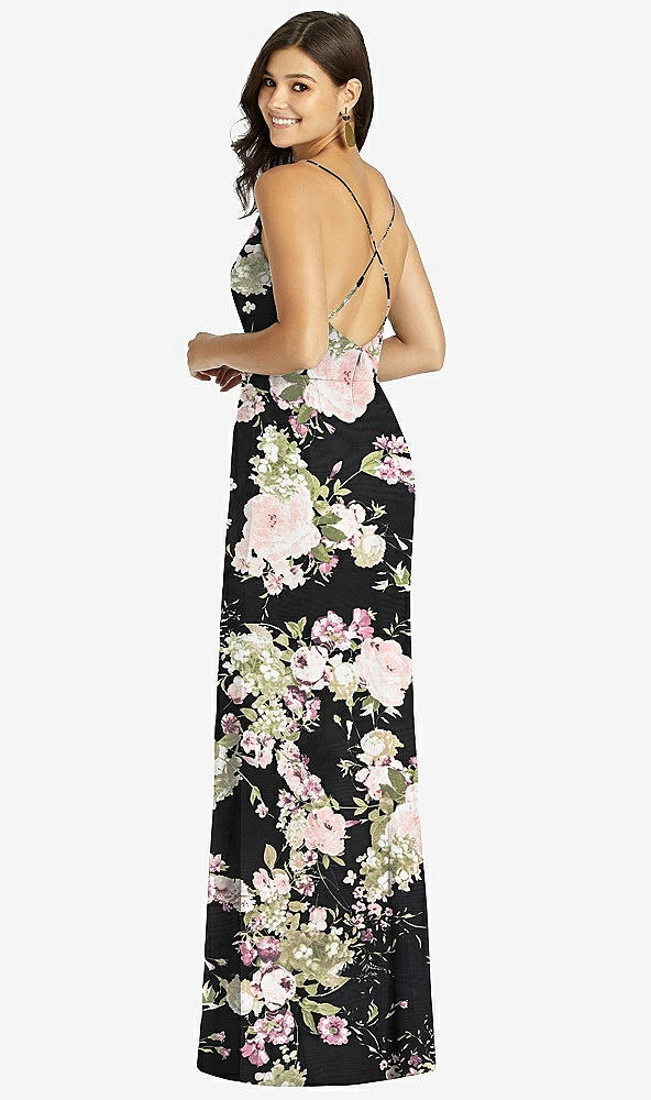 【STYLE: TH009】Criss Cross Back Mermaid Wrap Dress【COLOR: Noir Garden】