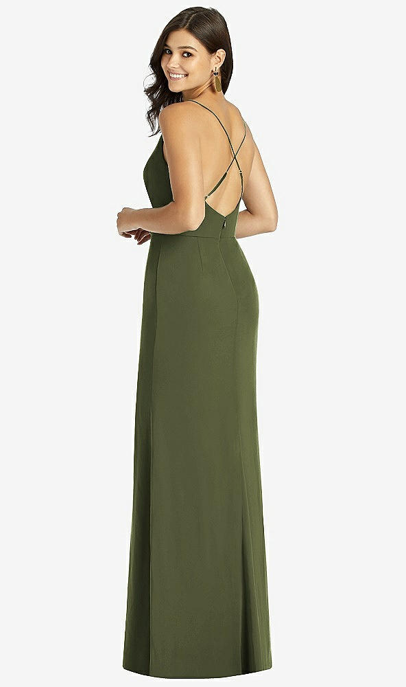 【STYLE: TH009】Criss Cross Back Mermaid Wrap Dress【COLOR: Olive Green】