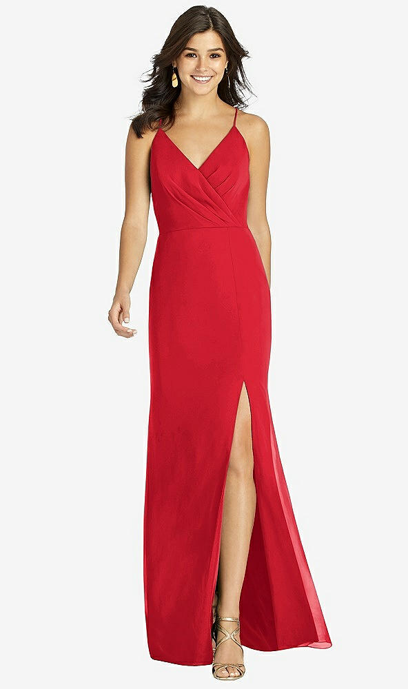 【STYLE: TH009】Criss Cross Back Mermaid Wrap Dress【COLOR: Parisian Red】