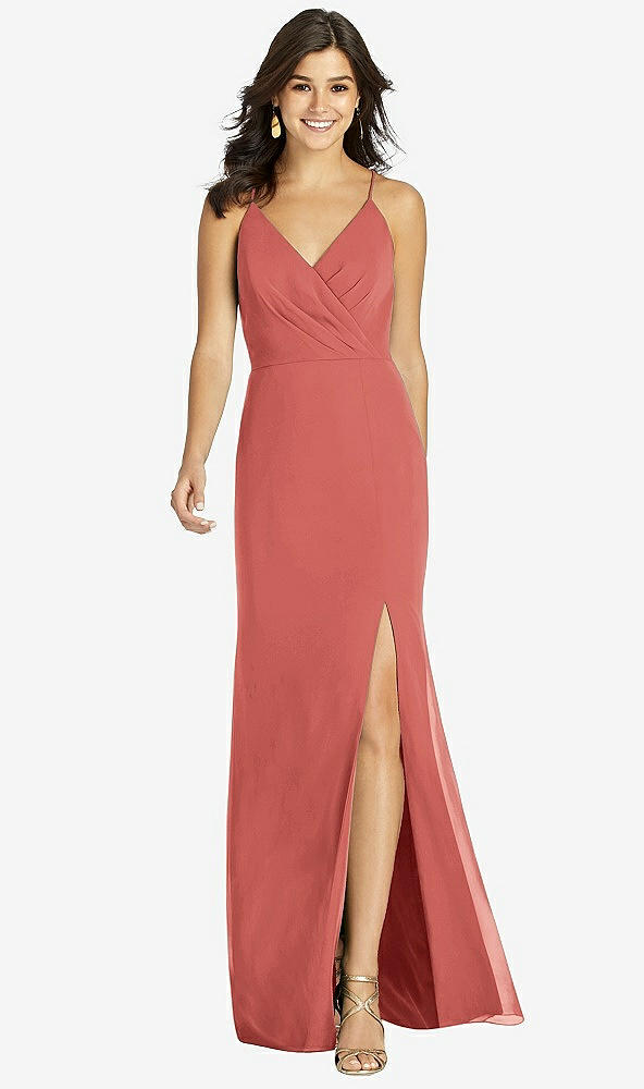 【STYLE: TH009】Criss Cross Back Mermaid Wrap Dress【COLOR: Coral Pink】