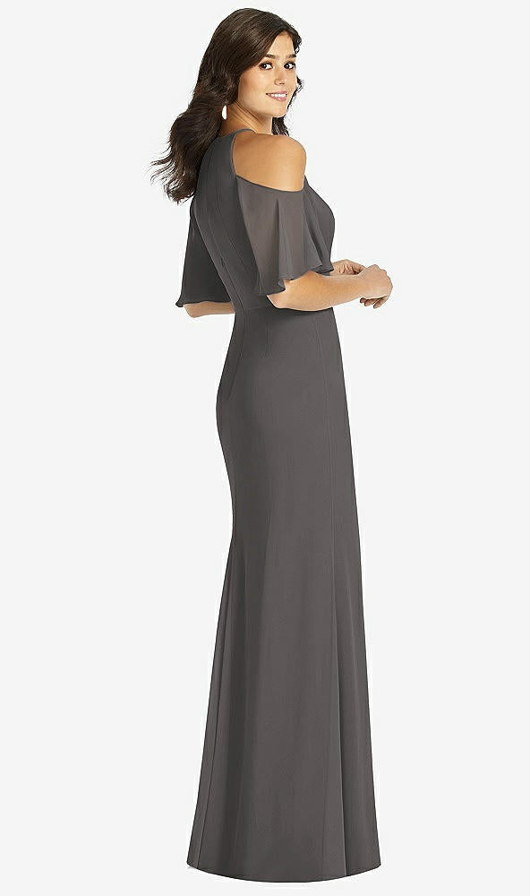 【STYLE: TH010】Ruffle Cold-Shoulder Mermaid Maxi Dress【COLOR: Caviar Gray】