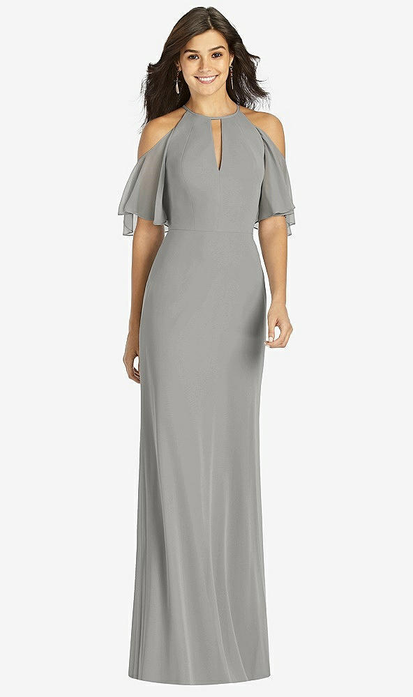 【STYLE: TH010】Ruffle Cold-Shoulder Mermaid Maxi Dress【COLOR: Chelsea Gray】