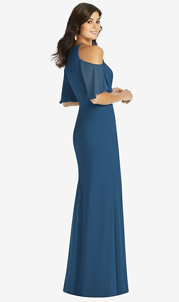 【STYLE: TH010】Ruffle Cold-Shoulder Mermaid Maxi Dress【COLOR: Dusk Blue】