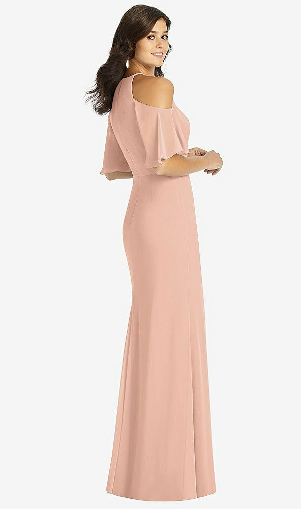 【STYLE: TH010】Ruffle Cold-Shoulder Mermaid Maxi Dress【COLOR: Pale Peach】