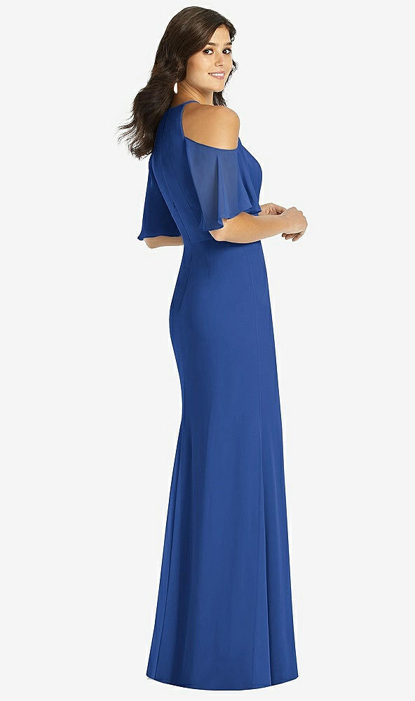 【STYLE: TH010】Ruffle Cold-Shoulder Mermaid Maxi Dress【COLOR: Classic Blue】