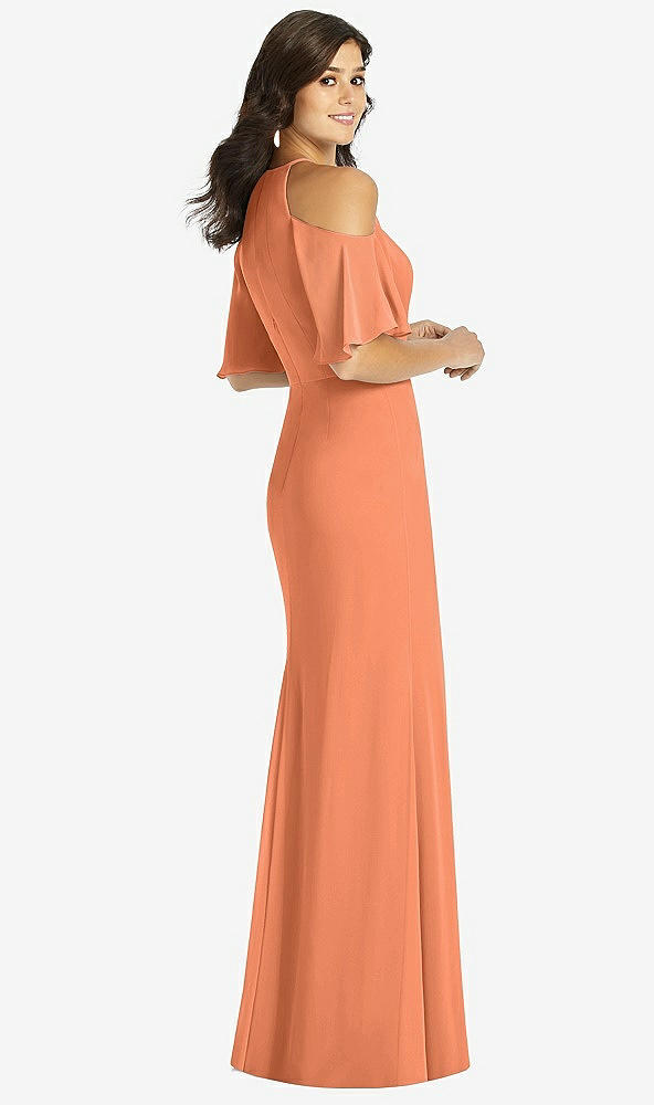 【STYLE: TH010】Ruffle Cold-Shoulder Mermaid Maxi Dress【COLOR: Sweet Melon】