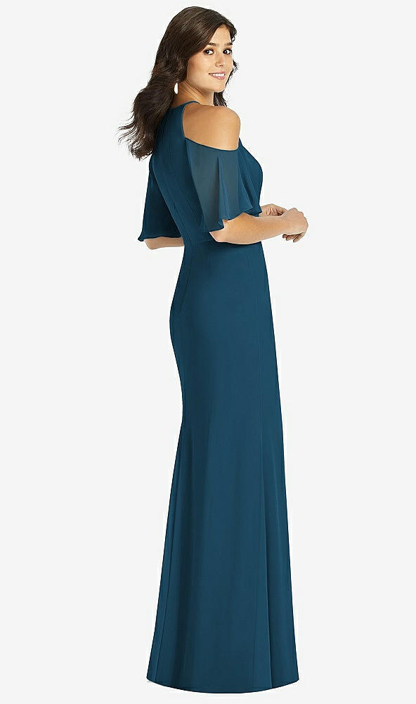 【STYLE: TH010】Ruffle Cold-Shoulder Mermaid Maxi Dress【COLOR: Atlantic Blue】