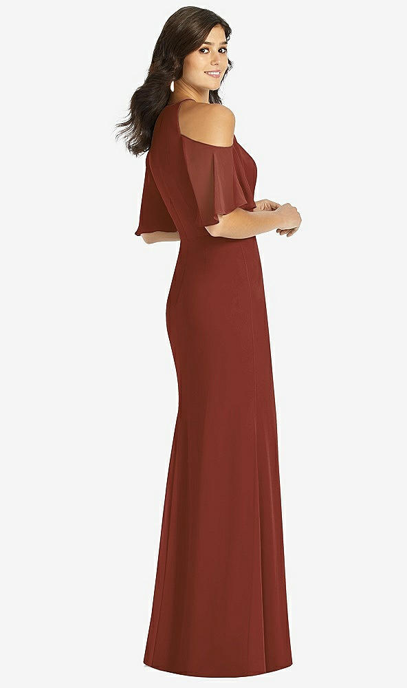 【STYLE: TH010】Ruffle Cold-Shoulder Mermaid Maxi Dress【COLOR: Auburn Moon】