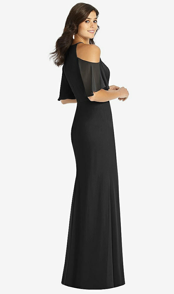【STYLE: TH010】Ruffle Cold-Shoulder Mermaid Maxi Dress【COLOR: Black】