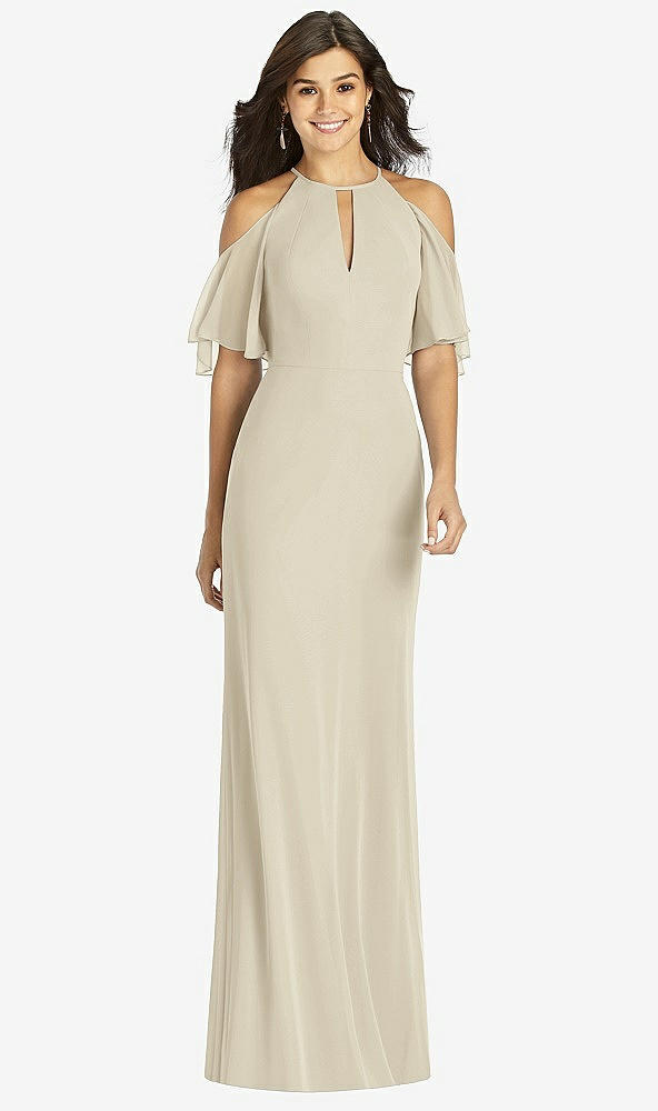 【STYLE: TH010】Ruffle Cold-Shoulder Mermaid Maxi Dress【COLOR: Champagne】