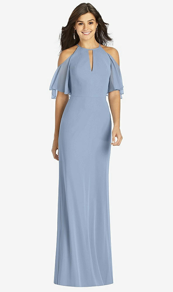 【STYLE: TH010】Ruffle Cold-Shoulder Mermaid Maxi Dress【COLOR: Cloudy】