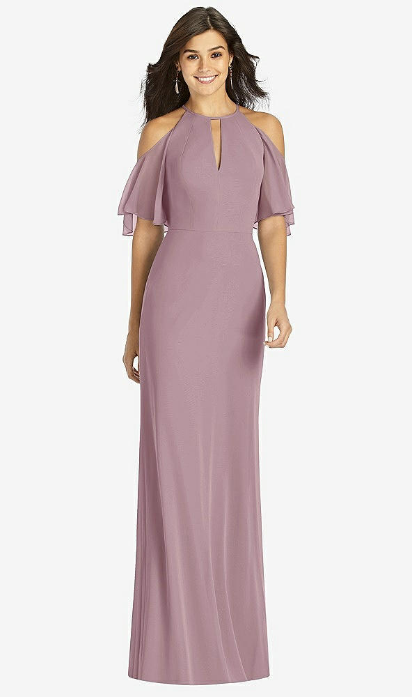 【STYLE: TH010】Ruffle Cold-Shoulder Mermaid Maxi Dress【COLOR: Dusty Rose】