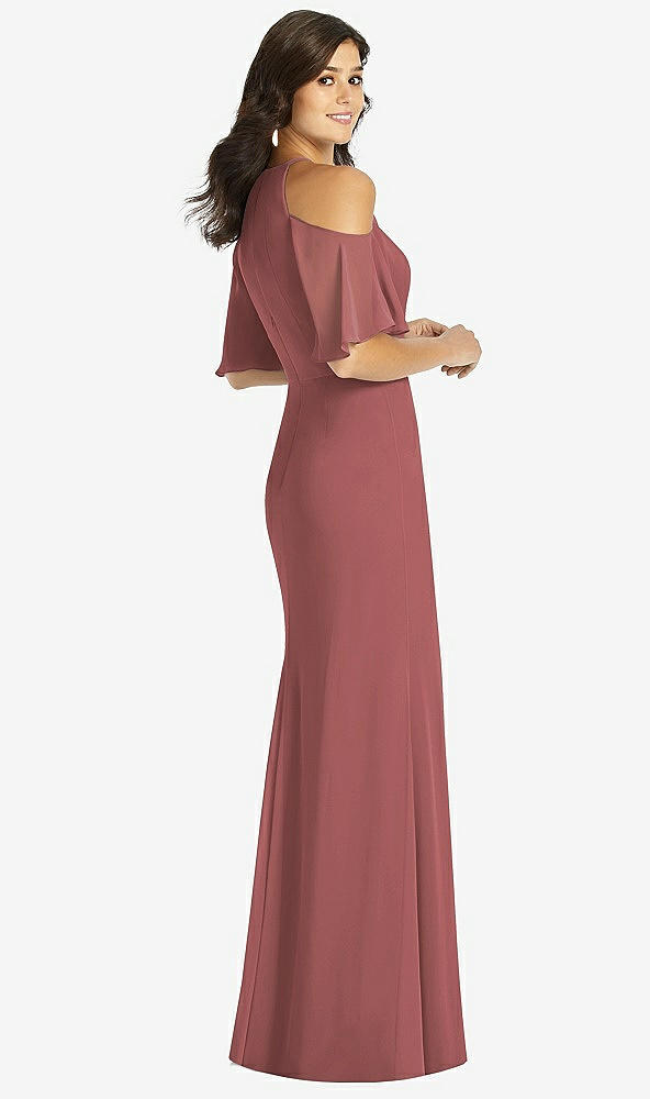 【STYLE: TH010】Ruffle Cold-Shoulder Mermaid Maxi Dress【COLOR: English Rose】