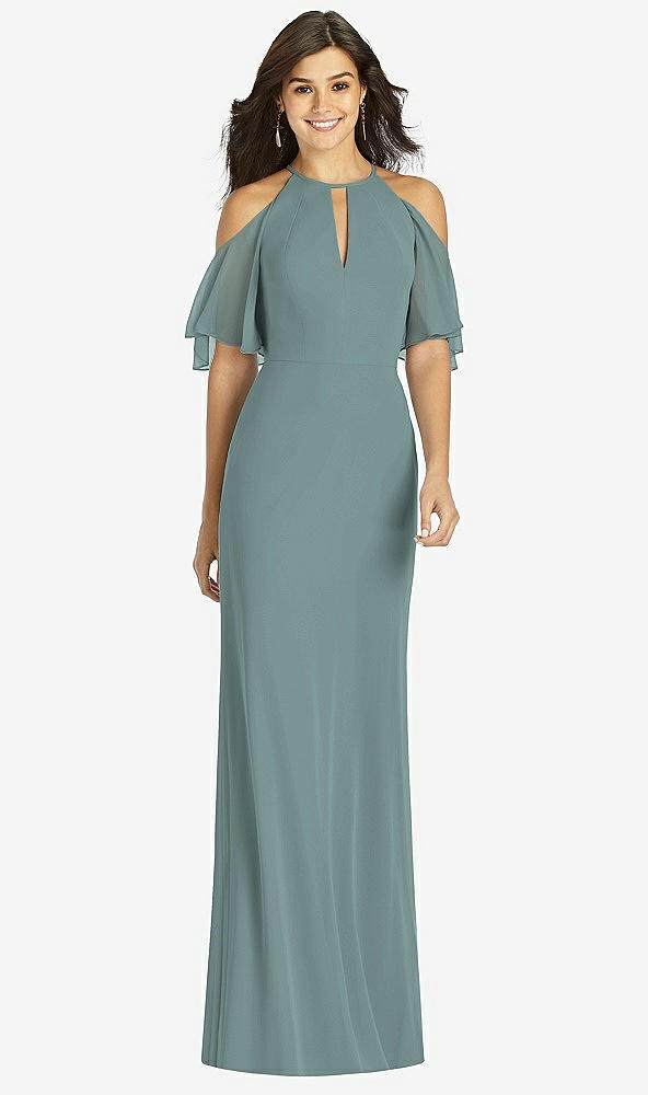 【STYLE: TH010】Ruffle Cold-Shoulder Mermaid Maxi Dress【COLOR: Icelandic】