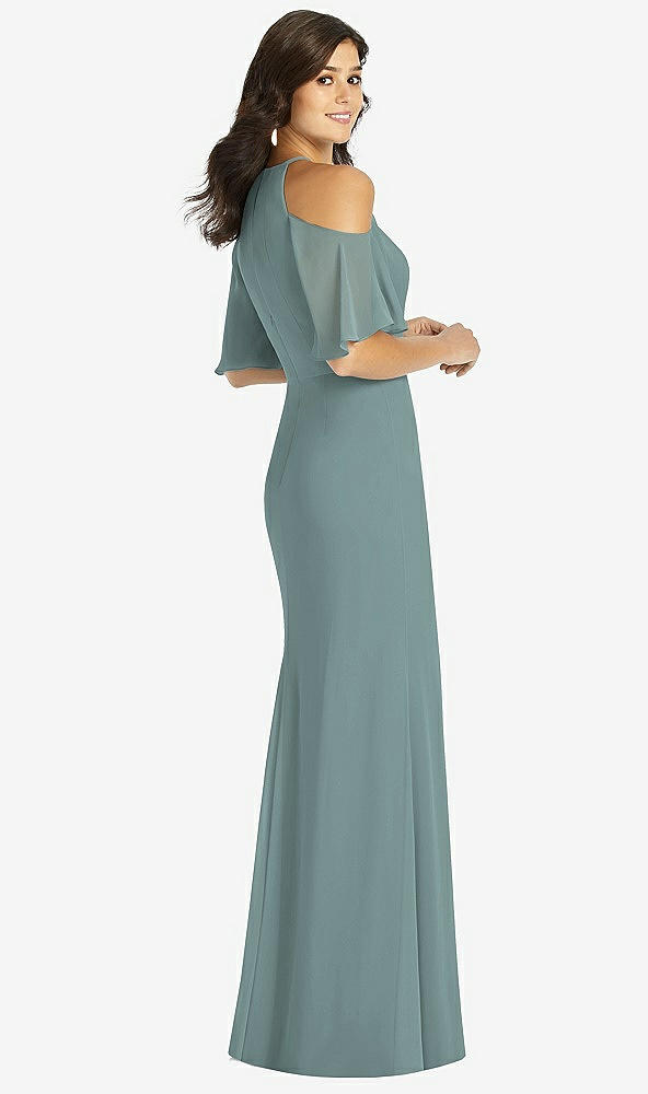 【STYLE: TH010】Ruffle Cold-Shoulder Mermaid Maxi Dress【COLOR: Icelandic】