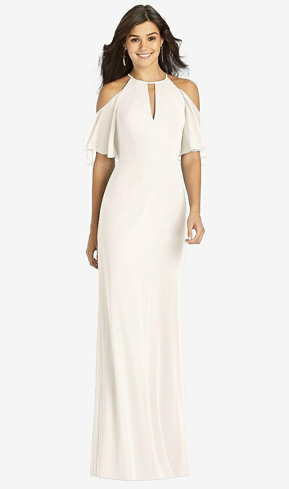 【STYLE: TH010】Ruffle Cold-Shoulder Mermaid Maxi Dress【COLOR: Ivory】