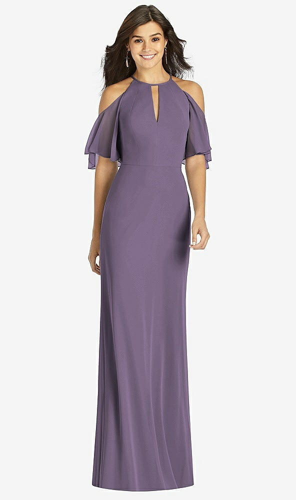 【STYLE: TH010】Ruffle Cold-Shoulder Mermaid Maxi Dress【COLOR: Lavender】