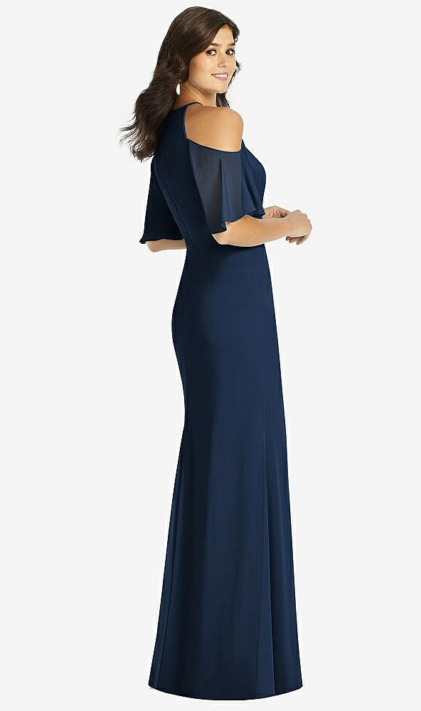 【STYLE: TH010】Ruffle Cold-Shoulder Mermaid Maxi Dress【COLOR: Midnight Navy】