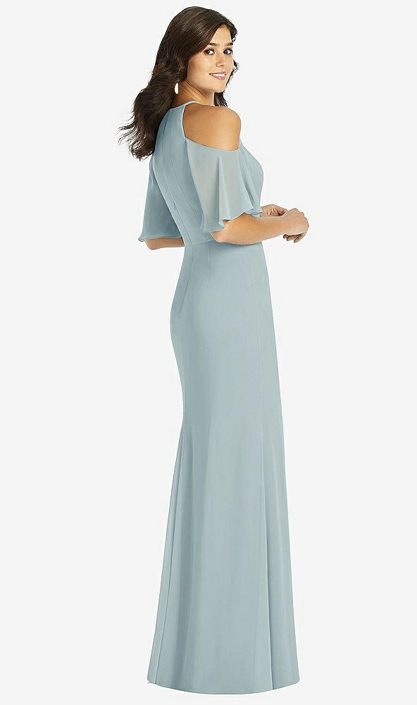 【STYLE: TH010】Ruffle Cold-Shoulder Mermaid Maxi Dress【COLOR: Morning Sky】