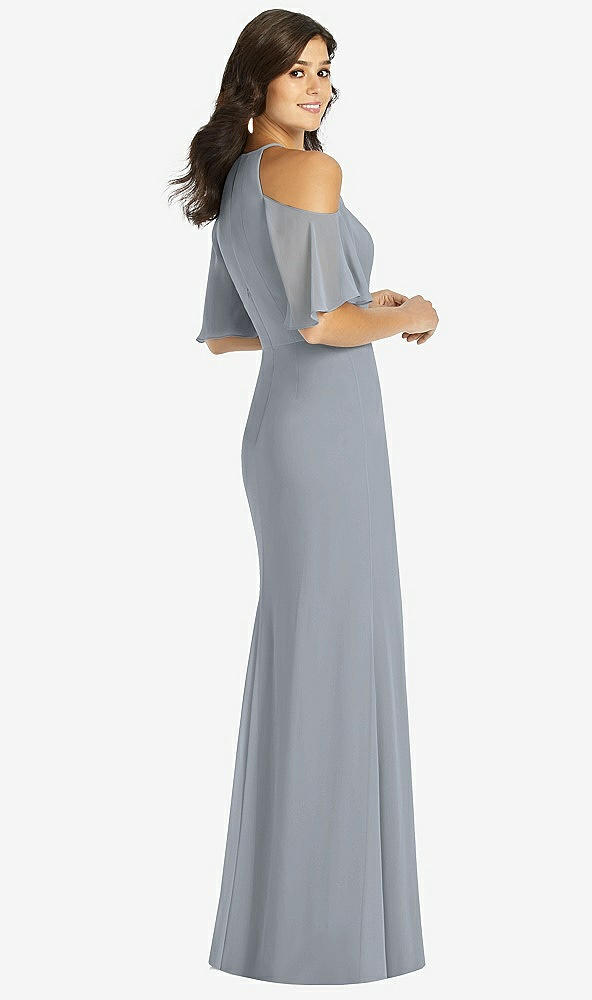 【STYLE: TH010】Ruffle Cold-Shoulder Mermaid Maxi Dress【COLOR: Platinum】