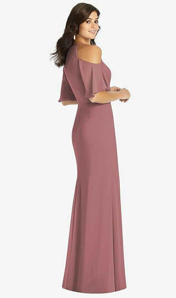 【STYLE: TH010】Ruffle Cold-Shoulder Mermaid Maxi Dress【COLOR: Rosewood】