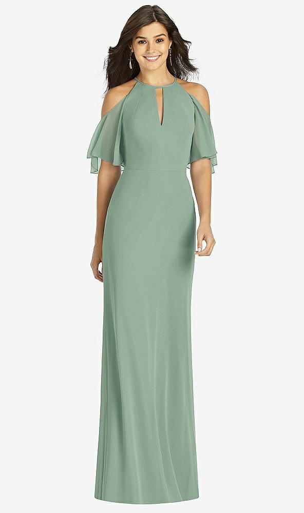 【STYLE: TH010】Ruffle Cold-Shoulder Mermaid Maxi Dress【COLOR: Seagrass】