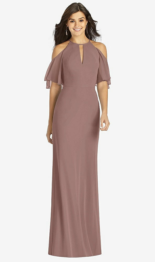 【STYLE: TH010】Ruffle Cold-Shoulder Mermaid Maxi Dress【COLOR: Sienna】