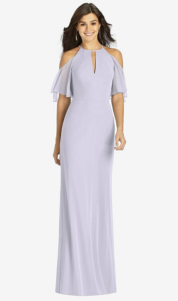 【STYLE: TH010】Ruffle Cold-Shoulder Mermaid Maxi Dress【COLOR: Silver Dove】