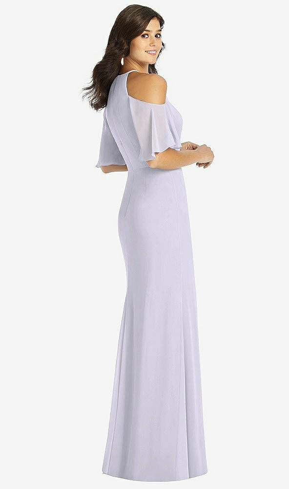 【STYLE: TH010】Ruffle Cold-Shoulder Mermaid Maxi Dress【COLOR: Silver Dove】