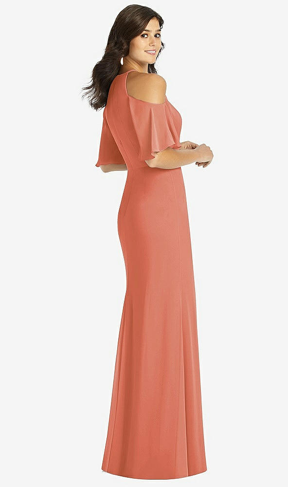 【STYLE: TH010】Ruffle Cold-Shoulder Mermaid Maxi Dress【COLOR: Terracotta Copper】