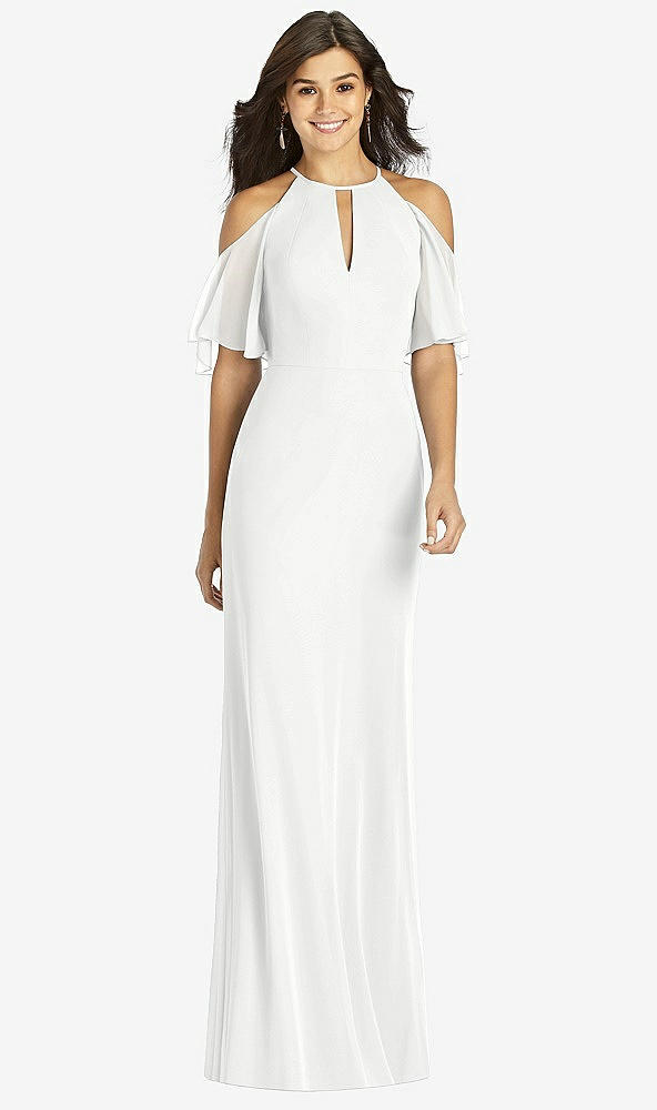 【STYLE: TH010】Ruffle Cold-Shoulder Mermaid Maxi Dress【COLOR: White】
