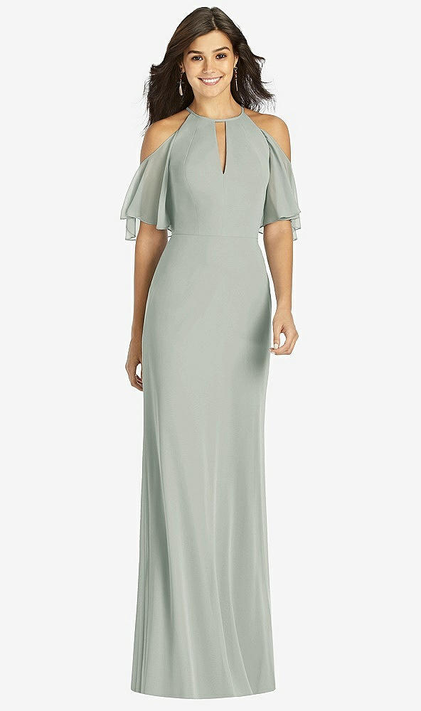 【STYLE: TH010】Ruffle Cold-Shoulder Mermaid Maxi Dress【COLOR: Willow Green】