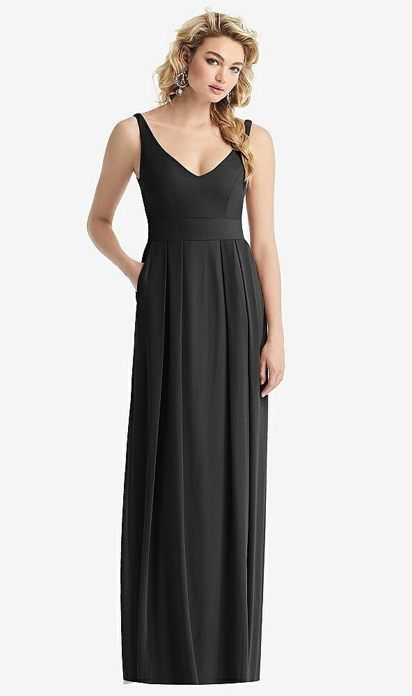 【STYLE: 1519】Sleeveless Pleated Skirt Maxi Dress with Pockets【COLOR: Black】