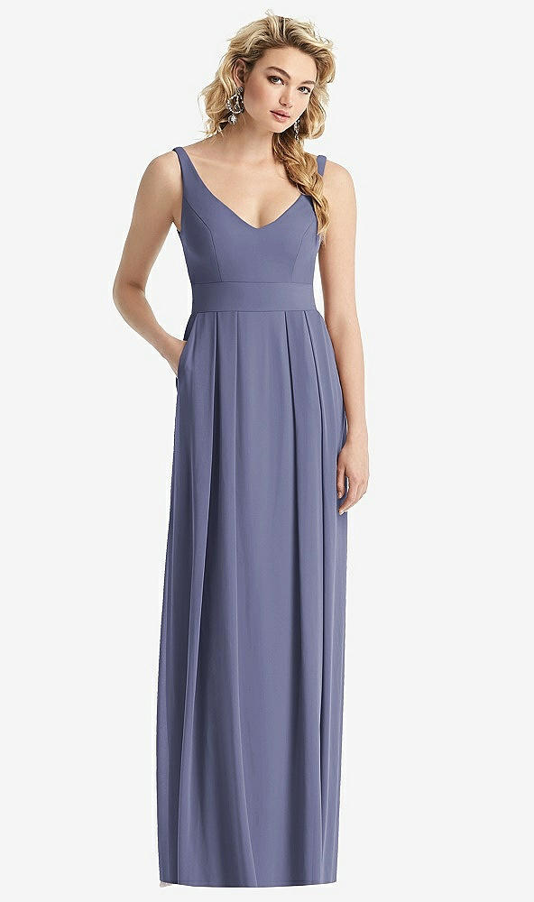 【STYLE: 1519】Sleeveless Pleated Skirt Maxi Dress with Pockets【COLOR: French Blue】