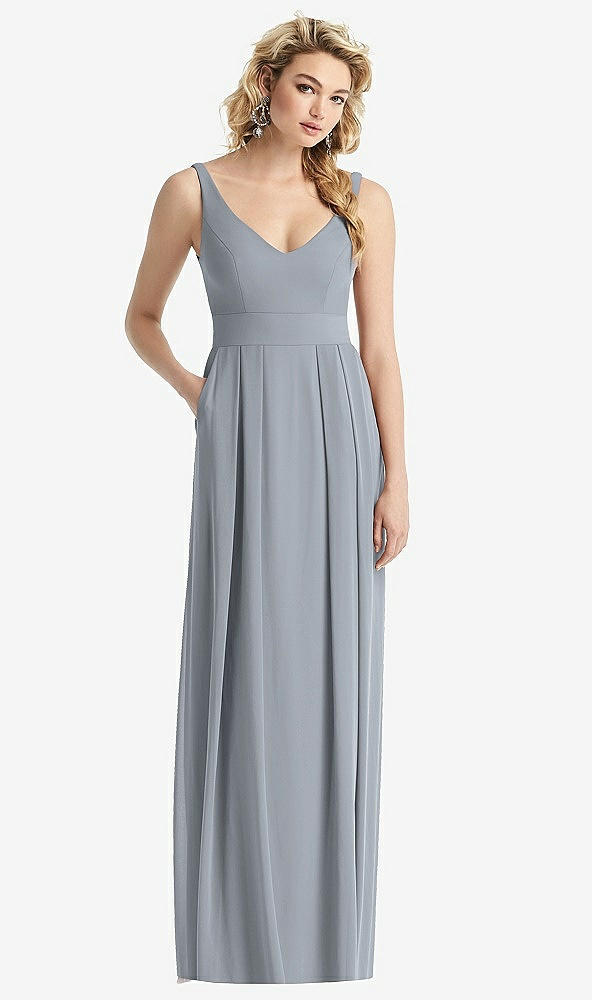 【STYLE: 1519】Sleeveless Pleated Skirt Maxi Dress with Pockets【COLOR: Platinum】
