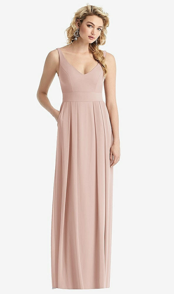 【STYLE: 1519】Sleeveless Pleated Skirt Maxi Dress with Pockets【COLOR: Toasted Sugar】