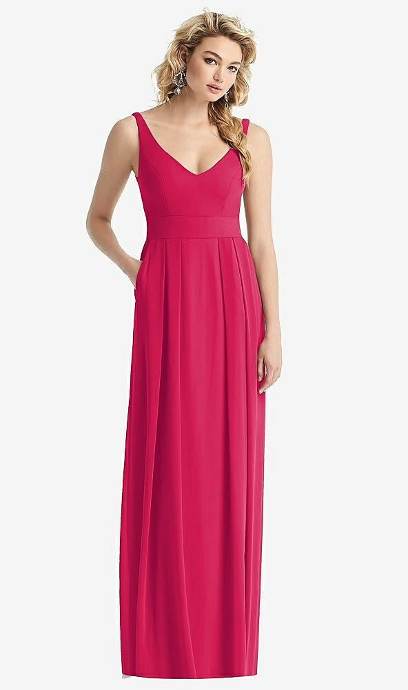 【STYLE: 1519】Sleeveless Pleated Skirt Maxi Dress with Pockets【COLOR: Vivid Pink】