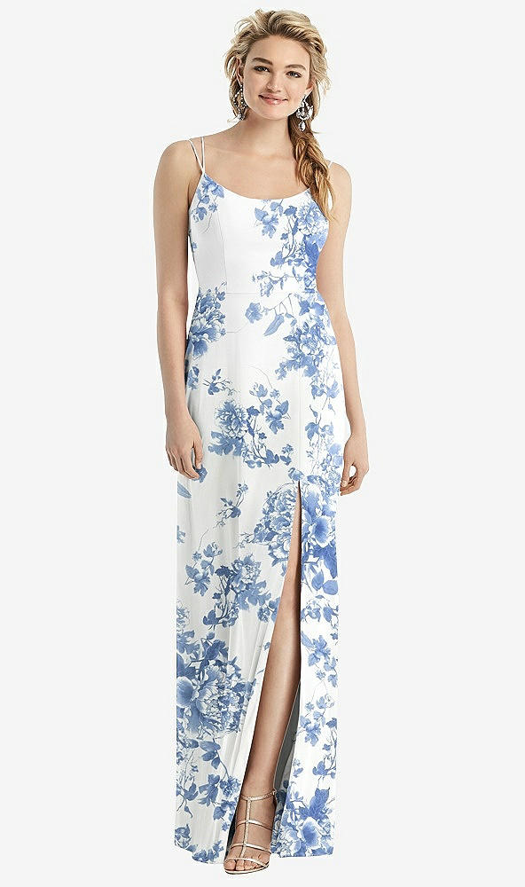 【NEW】【STYLE: 1520】カウルバック ダブル ストラップ マキシ ドレス サイド スリット【COLOR: Cottage Rose Dusk Blue】【SIZE: 00-30W】