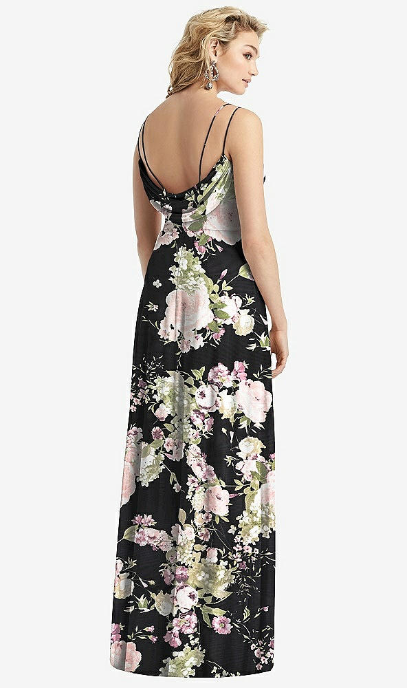 【NEW】【STYLE: 1520】カウルバック ダブル ストラップ マキシ ドレス サイド スリット【COLOR: Noir Garden】【SIZE: 00-30W】