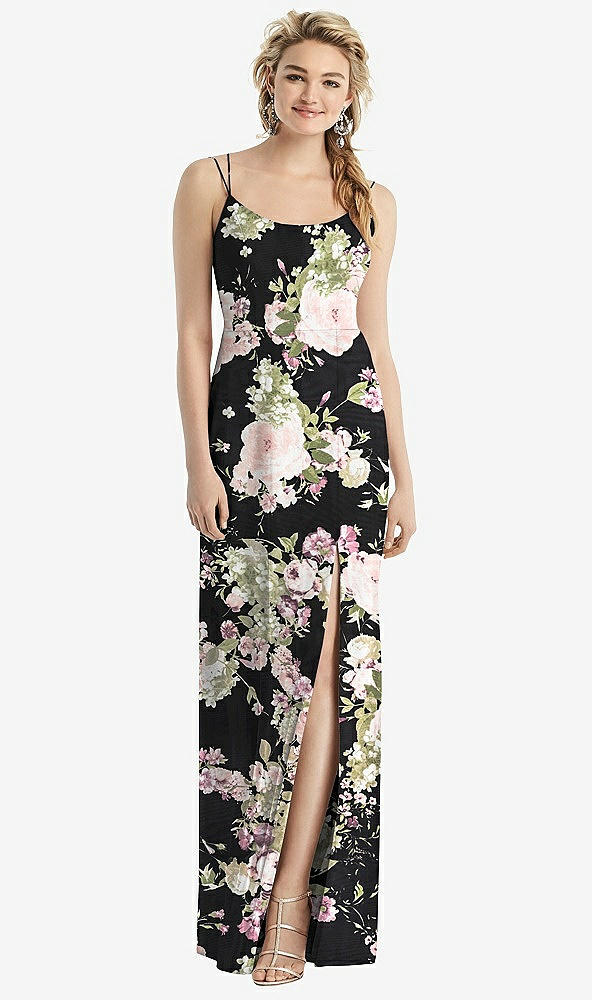 【NEW】【STYLE: 1520】カウルバック ダブル ストラップ マキシ ドレス サイド スリット【COLOR: Noir Garden】【SIZE: 00-30W】