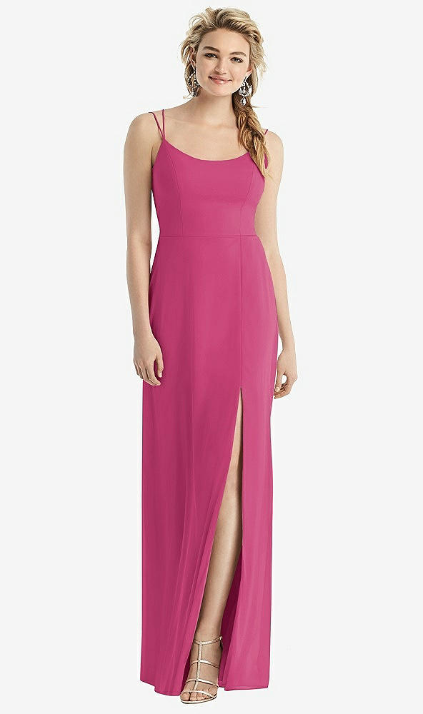 【STYLE: 1520】Cowl-Back Double Strap Maxi Dress with Side Slit【COLOR: Tea Rose】